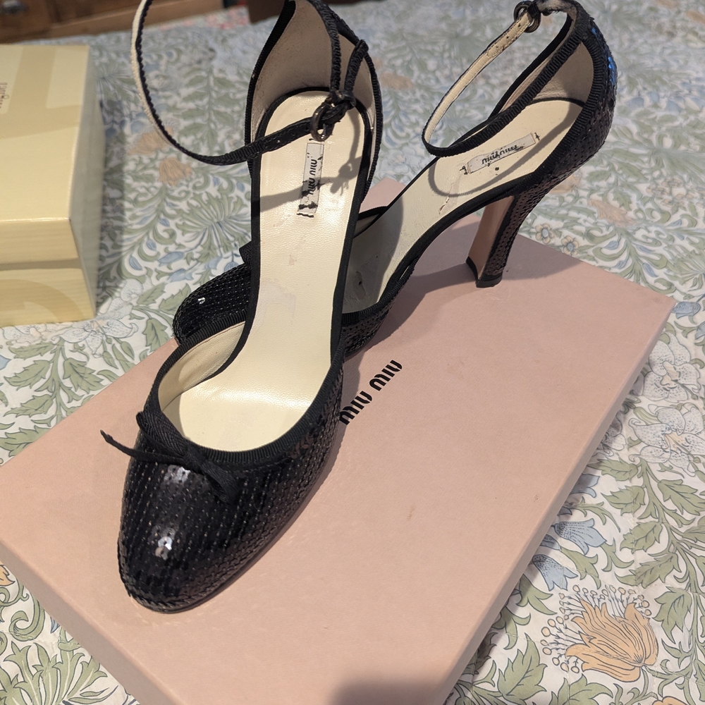 Miu Miu Black Sparkle Women's Heels - Picture 3 of 15